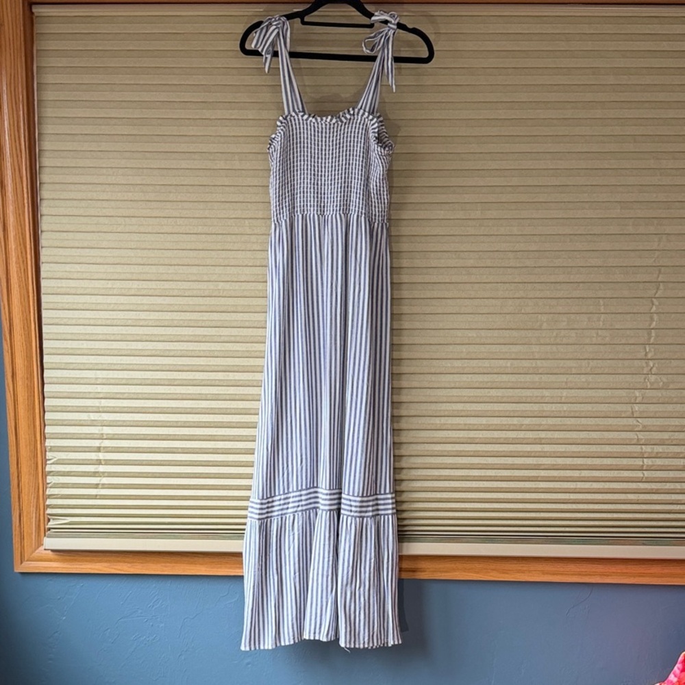 NAIF Blue and White Striped Maxi Dress